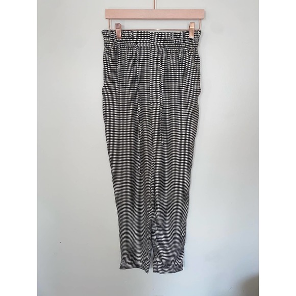 Zara pullover drawstring dressy palazzo pants small black & white wide leg 0054 - Picture 5 of 12